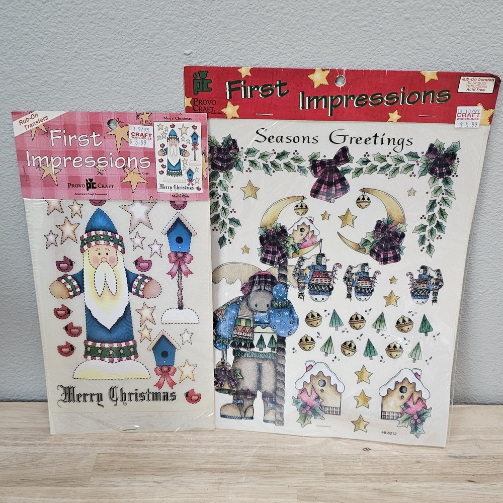 Winter Holiday Christmas Rub On Transfers Lot by Provo Craft